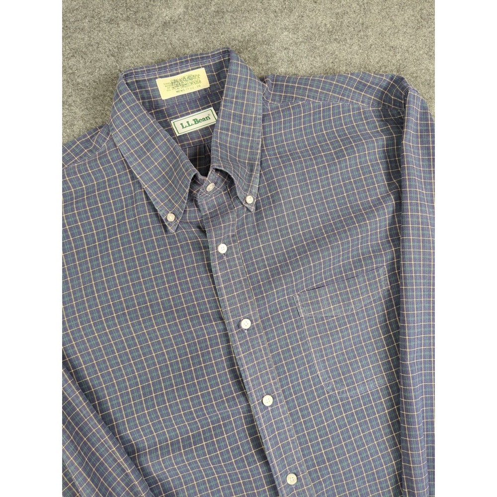 LL Bean Mens‎ Plaid Button Down Long Sleeve Dress Shirt